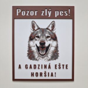 Tabuľka Pozor pes na bránu - Československý vlčiak